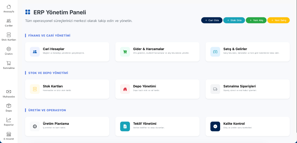 FındıkHesap ERP Dashboard